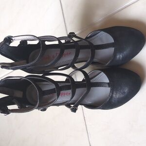 Gladiator Straps Heeled shoes by Pink& Pepper Black Whimsigoth Sz 9